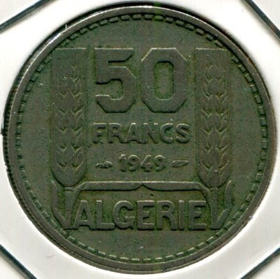 Монета Алжир 50 франков 1949 год.
