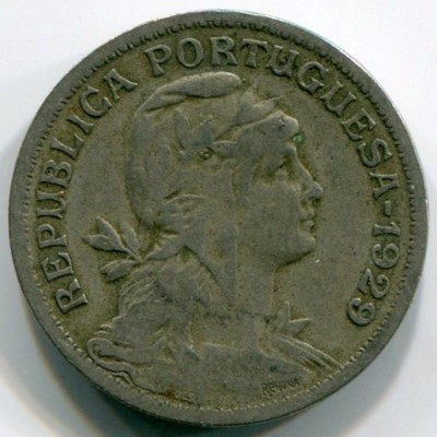 Монета Португалия 50 сентаво 1929 год.
