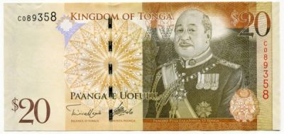 Банкнота Тонга 20 паанга 2008 год.