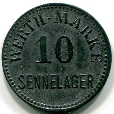 Монета Вестфалия 10 пфеннигов 1910 год. Сенны подшипник. Нотгельд