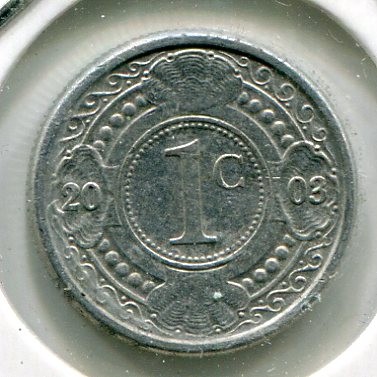 Монета Нидерландские Антилы 1 цент 2003 год.