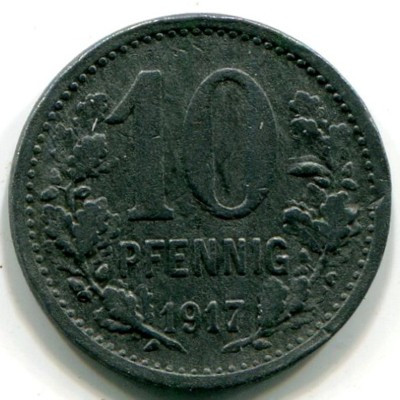 Монета Бонн 10 пфеннигов 1917 год. Нотгельд
