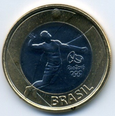 Монета Бразилия 1 реал 2015 г. Волейбол.