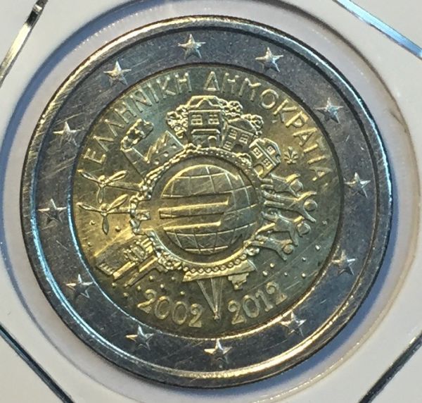 Монета Греции 2 евро 2012 год 