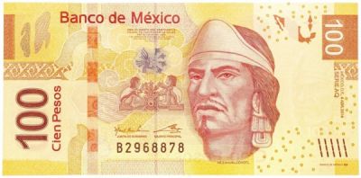 Банкнота Мексика 100 песо 2014 год. 
