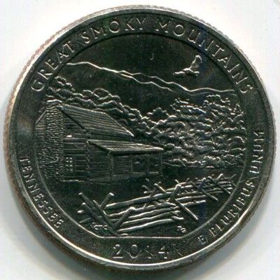 Монета США 25 центов 2014 год. Национальный парк Грейт-Смоки-Маунтинс. P