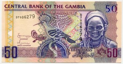 Банкнота Гамбия 50 даласи 2013 год.