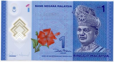 Банкнота Малайзия 1 ринггит 2012 год.