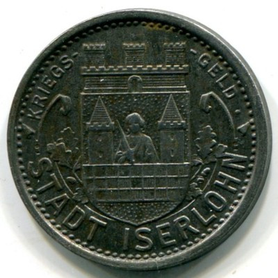 Монета город Изерлон 50 пфеннигов 1917 год. Нотгельд