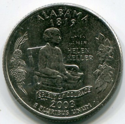 Монета США 25 центов 2003 год. Штат Алабама. P