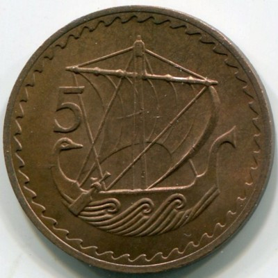 Монета Кипр 5 милс 1963 год.