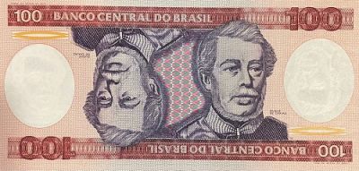Банкнота Бразилия 100 крузейро 1981-84 год. 