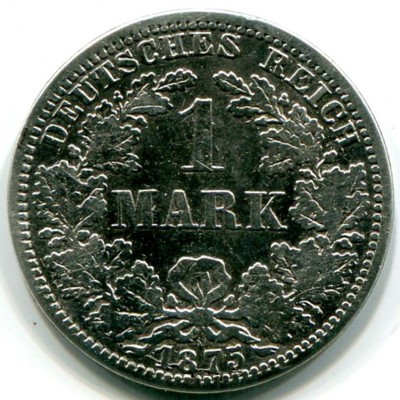 Монета Германия 1 марка 1875 год. A