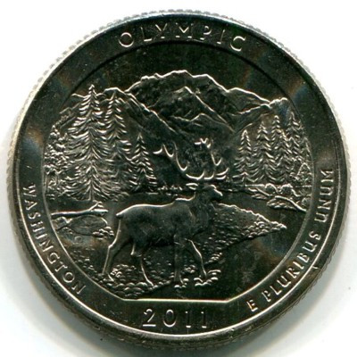 Монета США 25 центов 2011 год. Национальный парк Олимпик. P