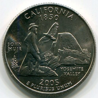 Монета США 25 центов 2005 год. Штат Калифорния. P