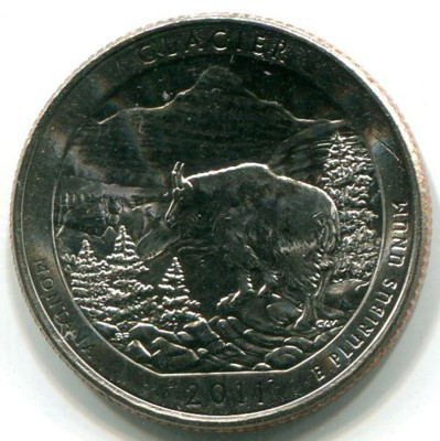 Монета США 25 центов 2011 год. Национальный парк Глейшер. D