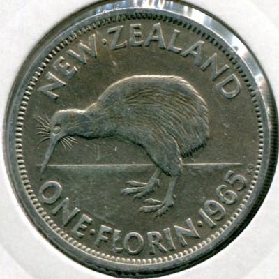 Монета Новая Зеландия 1 флорин 1965 год.