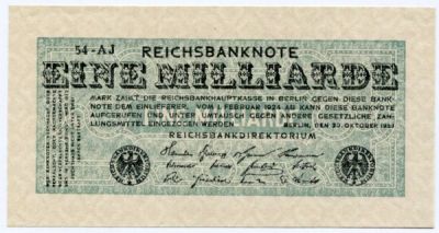 Банкнота Германское государство 1 миллиард марок 1923 год.