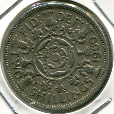 Монета Великобритания 2 шиллинга 1960 год.