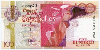 Банкнота Сейшелы 100 рупий 2001 год. 