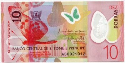 Банкнота Сан-Томе и Принсипи 10 добра 2016 год.