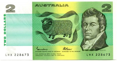 Банкнота Австралия 2 доллара 1985 год.