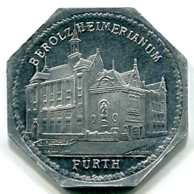 Трамвайный жетон Нюрнберг 20 пфеннигов 1920-23 год. Нотгельд