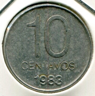 Монета Аргентина 10 сентаво 1983 год.