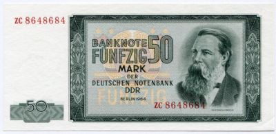 Банкнота ГДР 50 марок 1964 год. 