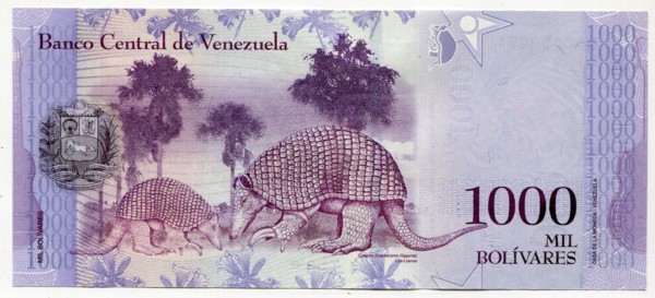 Банкнота Венесуэла 1000 боливар 2017 год.
