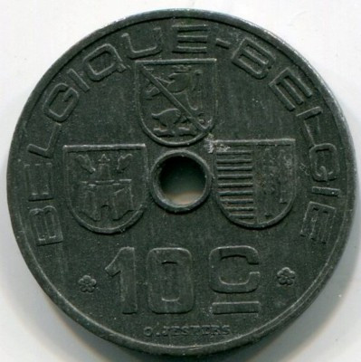 Монета Бельгия 10 сантимов 1941 год.