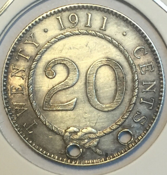 Монета Саравак 1911 год 20 центов 