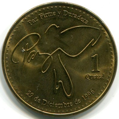 Монета Гватемала 1 кетцаль 2013 год.