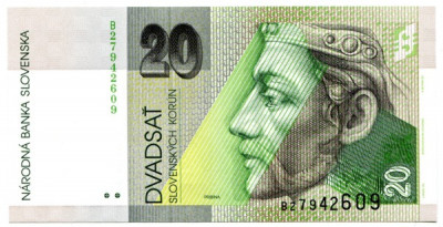 Банкнота Словакия 20 крон 2002 год.