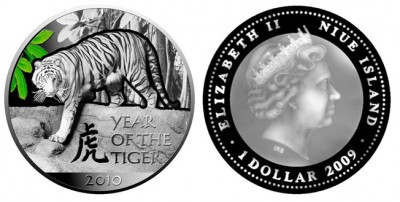 Ниуэ 1 доллар, 2009 год. Год тигра