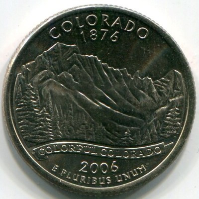 Монета США 25 центов 2006 год. Штат Колорадо. P