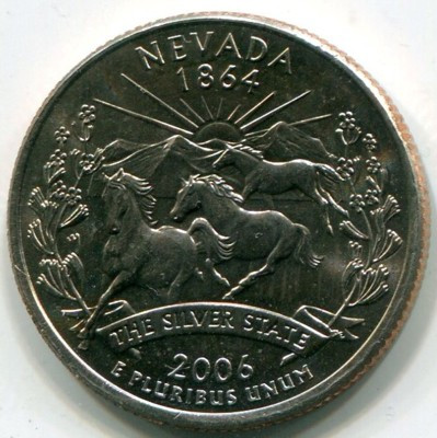Монета США 25 центов 2006 год. Штат Невада. P