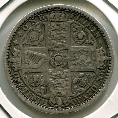 Монета Великобритания 1 флорин 1849 год.