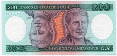 Банкнота Бразилия 200 крузейро 1984 год.