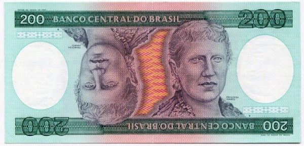 Банкнота Бразилия 200 крузейро 1984 год.