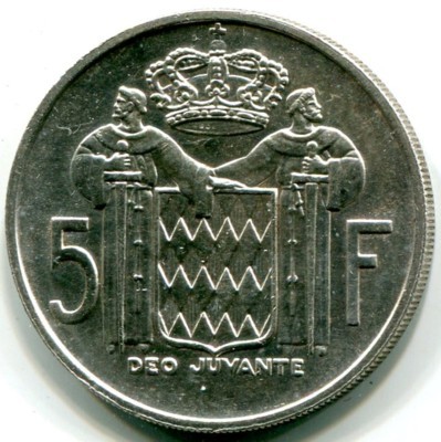 Монета Монако 5 франков 1960 год.