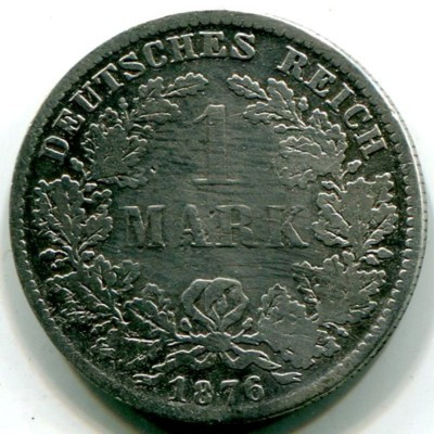Монета Германия 1 марка 1876 год. D