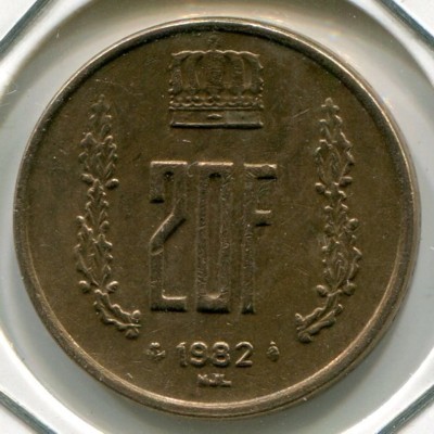 Монета Люксембург 20 франков 1982 год.