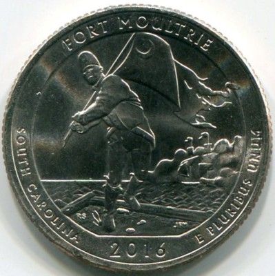 Монета США 25 центов 2016 год. Форт Молтри. P