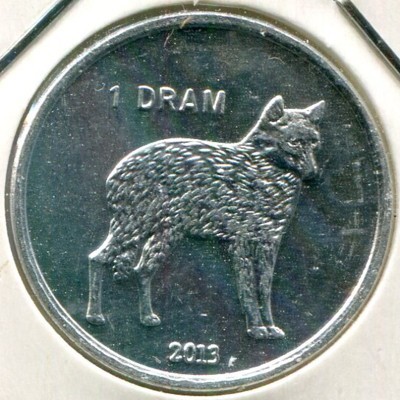Монета Нагорный Карабах 1 драм 2013 год. Волк