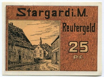 Банкнота город Штаргард 25 пфеннигов 1922 год.