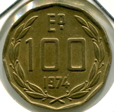 Монета Чили 100 эскудо 1974 год.
