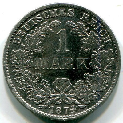 Монета Германия 1 марка 1874 год. D