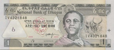 Банкнота Эфиопия 1 быр 2008 год.