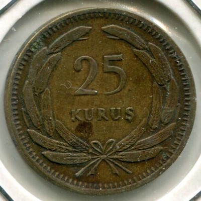Монета Турция 25 куруш 1956 год.